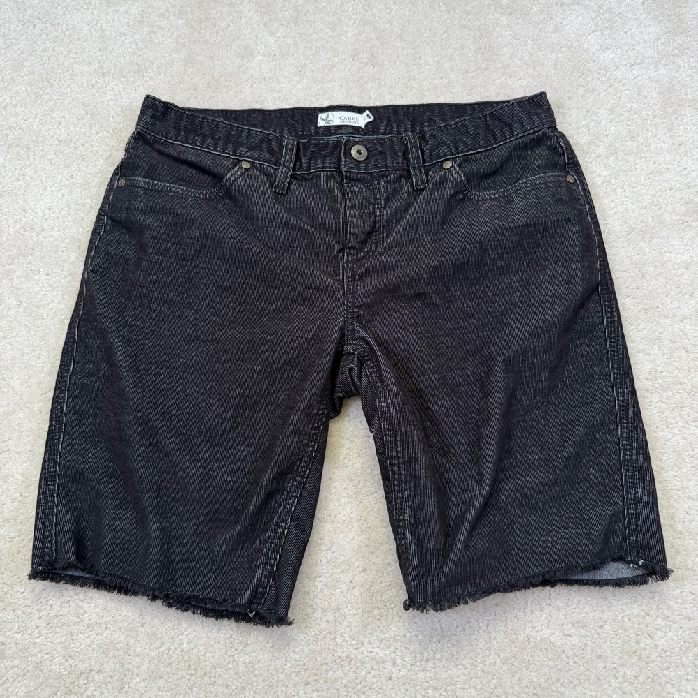 Carve Designs Oahu Corduroy Shorts Womens Size 6 Black 10" Inseam Raw Hem